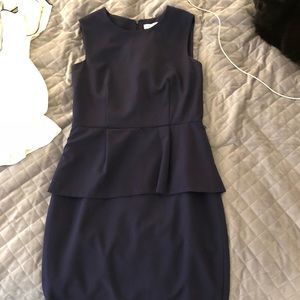Navy blue pencil dress with detail waist